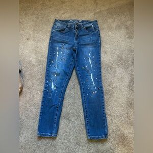 Seven7 Women's Distressed Ankle Jeans in Blue